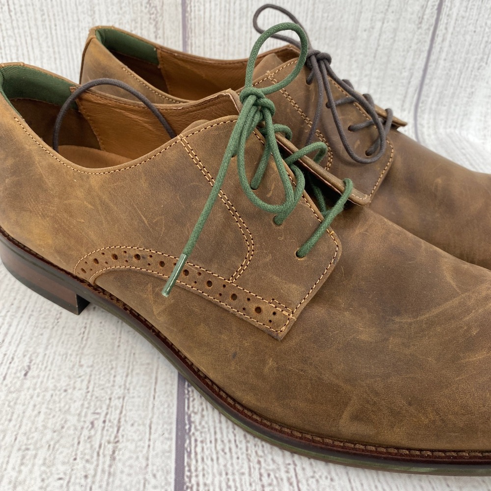 Johnston & Murphy Bostonian Oxford Shoes Mens 13 Brown Distressed Leather Brogue